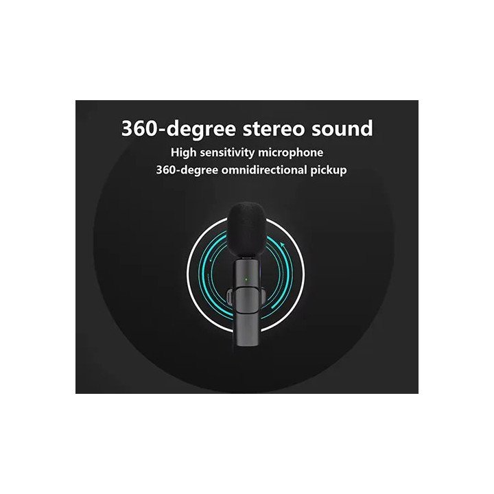 מיקרופון אלחוטי דש לאייפון בחיבור Super Sound Lightning בצבע שחור - 2 