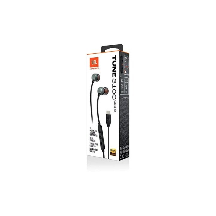 אוזניות JBL חוטיות Tune 310C USB בצבע שחור