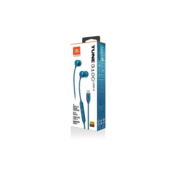 אוזניות JBL חוטיות Tune 310C USB בצבע כחול