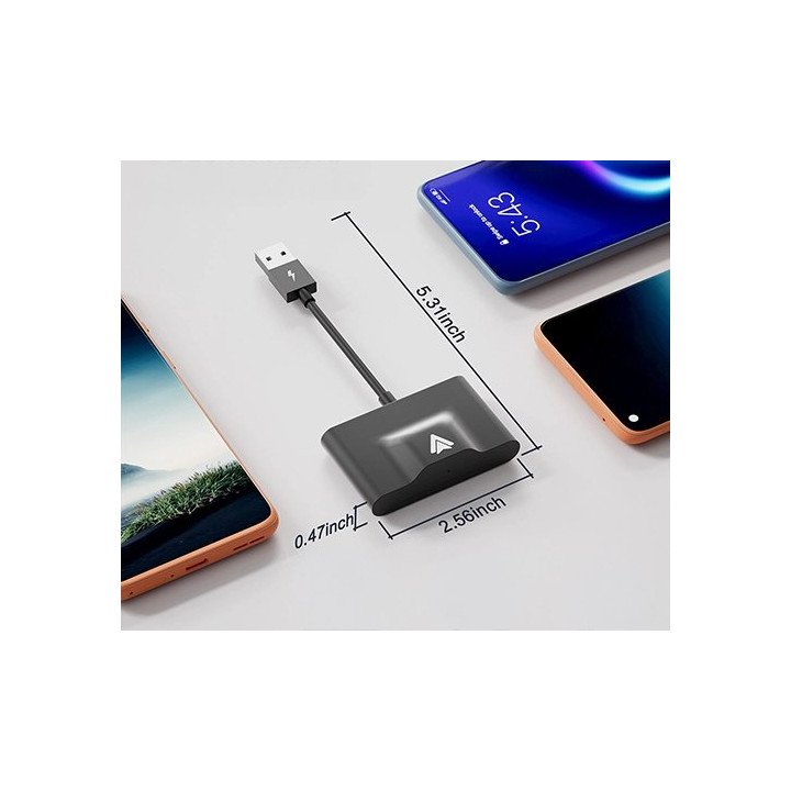 מתאם אנדרואיד אוטו Android Auto אלחוטי לרכב בחיבור USB ו-USB-C