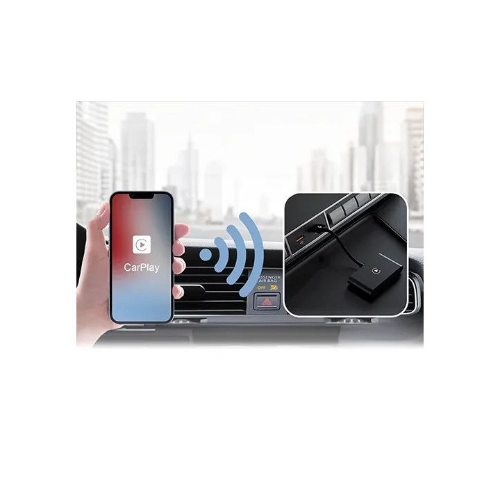 מתאם אפל קאר פליי Apple Carplay אלחוטי לרכב בחיבור USB ו-USB-C