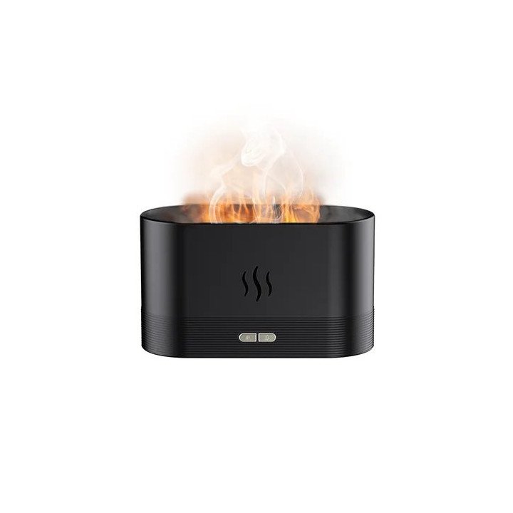 מכשיר אדים מפיץ ריח חשמלי להבה עם תאורת RGB בצבע שחור Super Home SM7RG
