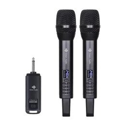 זוג מיקרופונים קריוקי אלחוטיים Super Sound עם מתאם אלחוטי 6.5/3.5mm