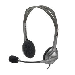 אוזניות Logitech Stereo Headset H110 עם מיקרופון בצבע אפור