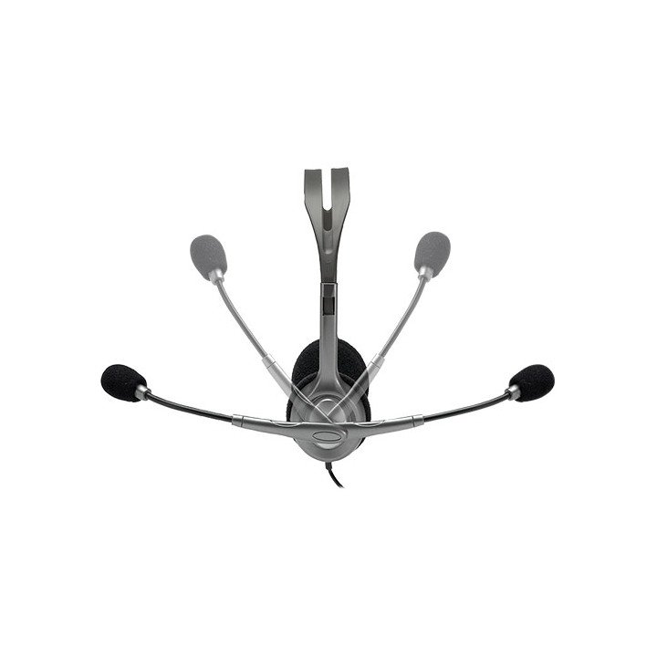 אוזניות Logitech Stereo Headset H110 עם מיקרופון בצבע אפור