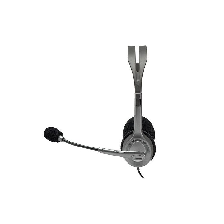 אוזניות Logitech Stereo Headset H110 עם מיקרופון בצבע אפור