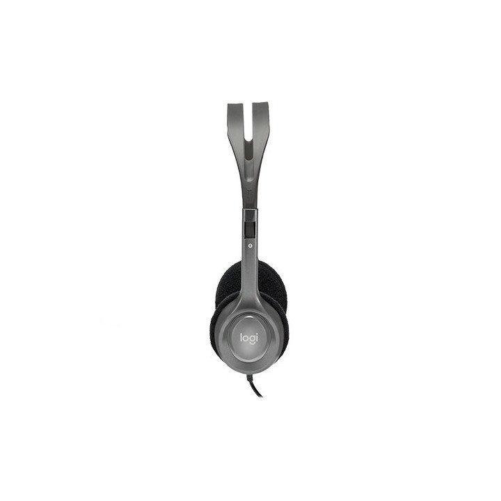 אוזניות Logitech Stereo Headset H110 עם מיקרופון בצבע אפור
