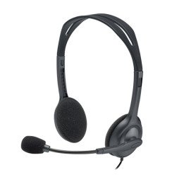 אוזניות Logitech Stereo Headset H111 עם מיקרופון בצבע אפור עם חיבור PL