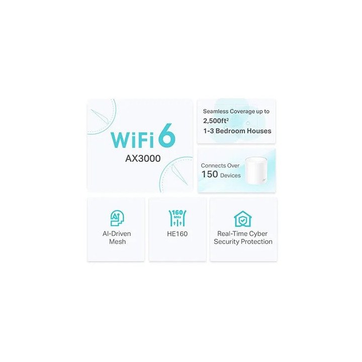 מגדיל טווח TP-Link Deco X50 AX3000 Whole Home Mesh WiFi 6 System – יחי