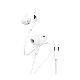 אוזניות חוטיות עם מיקרופון Super Sound E300 בחיבור USB-C בצבע לבן