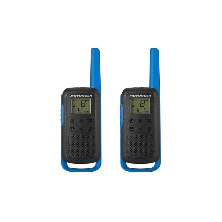 זוג מכשירי קשר Motorola TALKABOUT T62 עד כ- 8 ק"מ, בצבע שחור וכחול