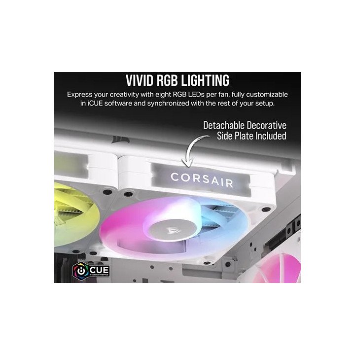 3 מאווררים למארז 12 ס''מ Corsair iCUE LINK RX120 RGB בצבע לבן