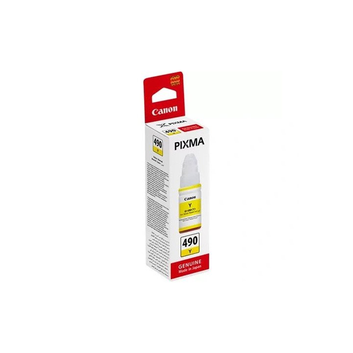 בקבוק דיו Canon GI-490 Y צהוב למדפסת קנון