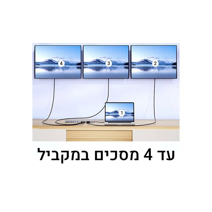 תחנת עגינה אוניברסלית שולחנית למחשב נייד לחיבור עד 3 מסכים נוספים וחיב