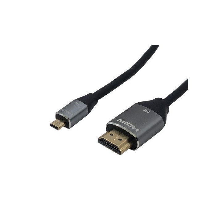 כבל Micro HDMI ל-HDMI - אורך 3 מטר - מחברים איכותיים מוזהבים - צבע שחו