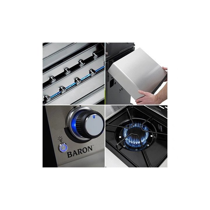 גריל גז 4 מבערים + כירת צד ושיפוד Broil King Baron 490 64,000BTU - משל