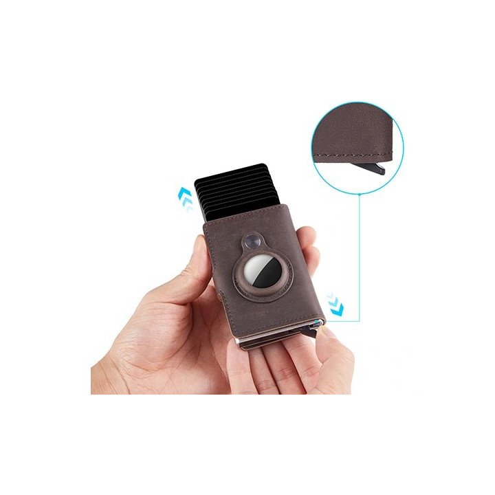 ארנק עם הגנת RFID ואפשרות AirTag - בצבע קקאו - Boxer