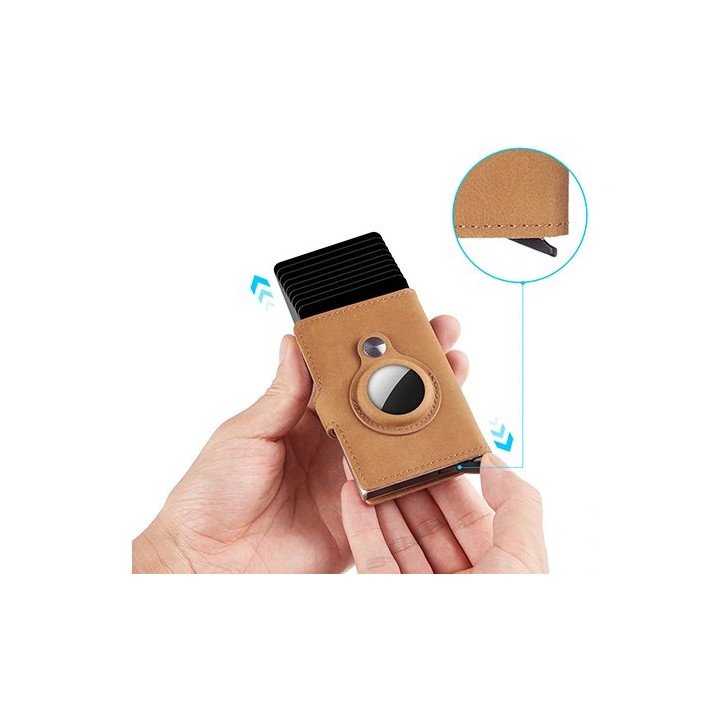 ארנק עם הגנת RFID ואפשרות AirTag - גוון קאמל - Boxer