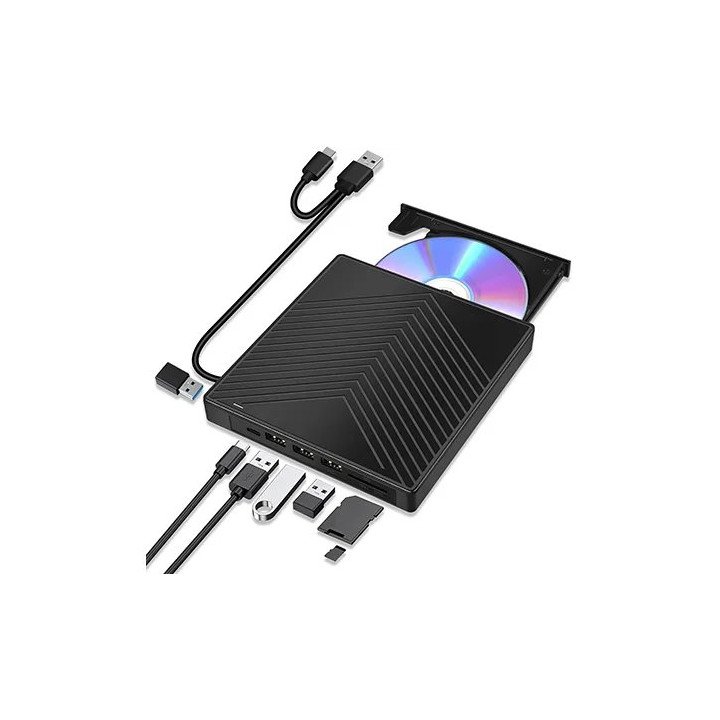 מציאון – צורב חיצוני 7 ב-1 CD DVD עם קורא כרטיסים Super Peripherals OP