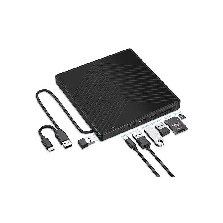 מציאון – צורב חיצוני 7 ב-1 CD DVD עם קורא כרטיסים Super Peripherals OP