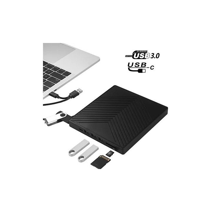 מציאון – צורב חיצוני 7 ב-1 CD DVD עם קורא כרטיסים Super Peripherals OP