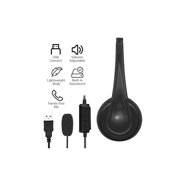 אוזניות עם מיקרופון Mizuki Stereo Headset IV-USB01 USB בצבע שחור